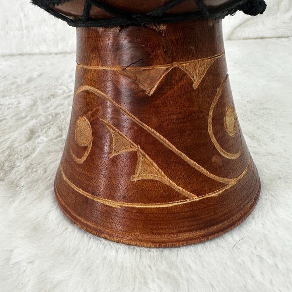 Djembe Drum Hand Carved Bongo African Inspired Music Decor Natural wood - Picture 8 of 10
